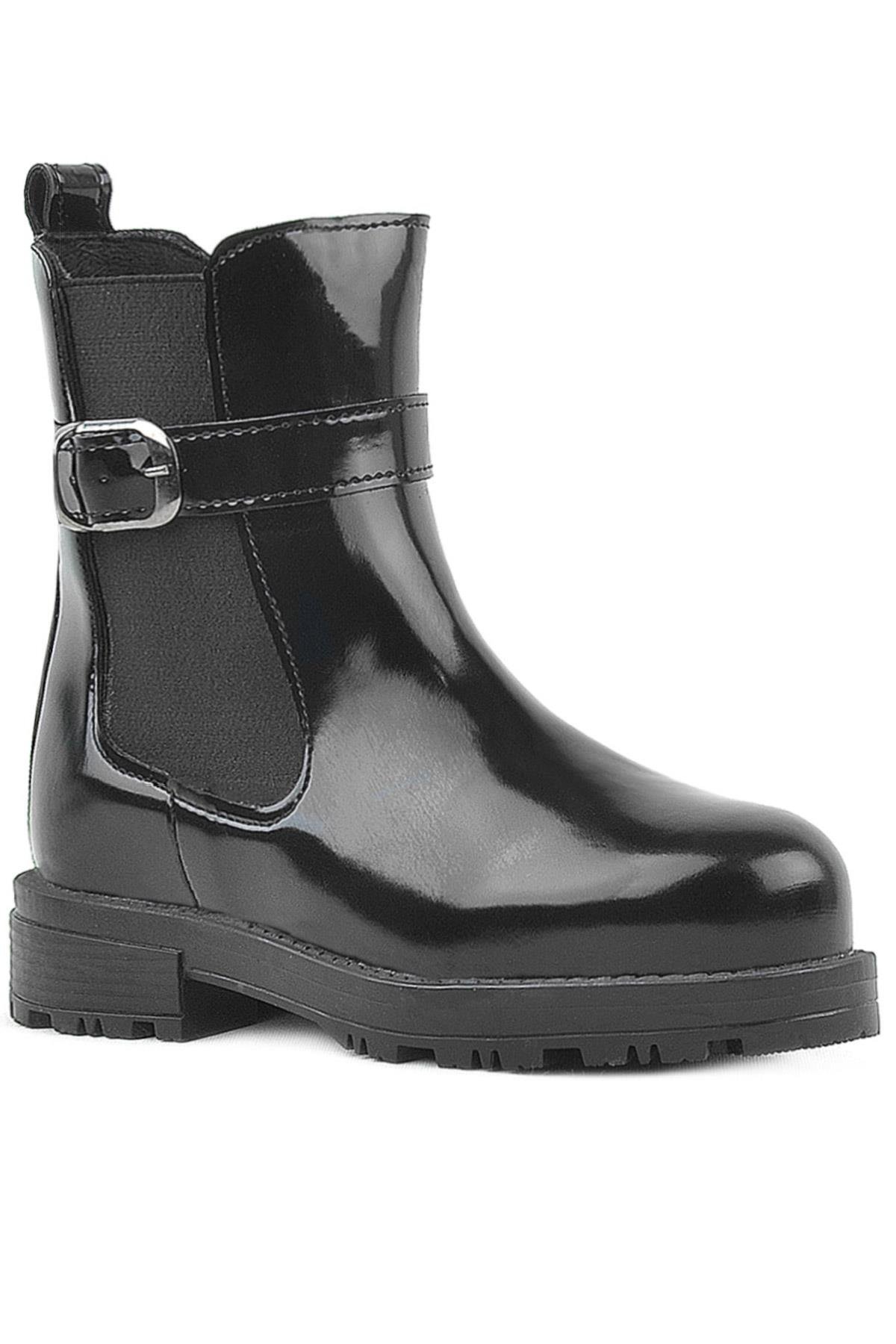 Rakerplus Black Pattent Leather Strech Kids Girls Boots