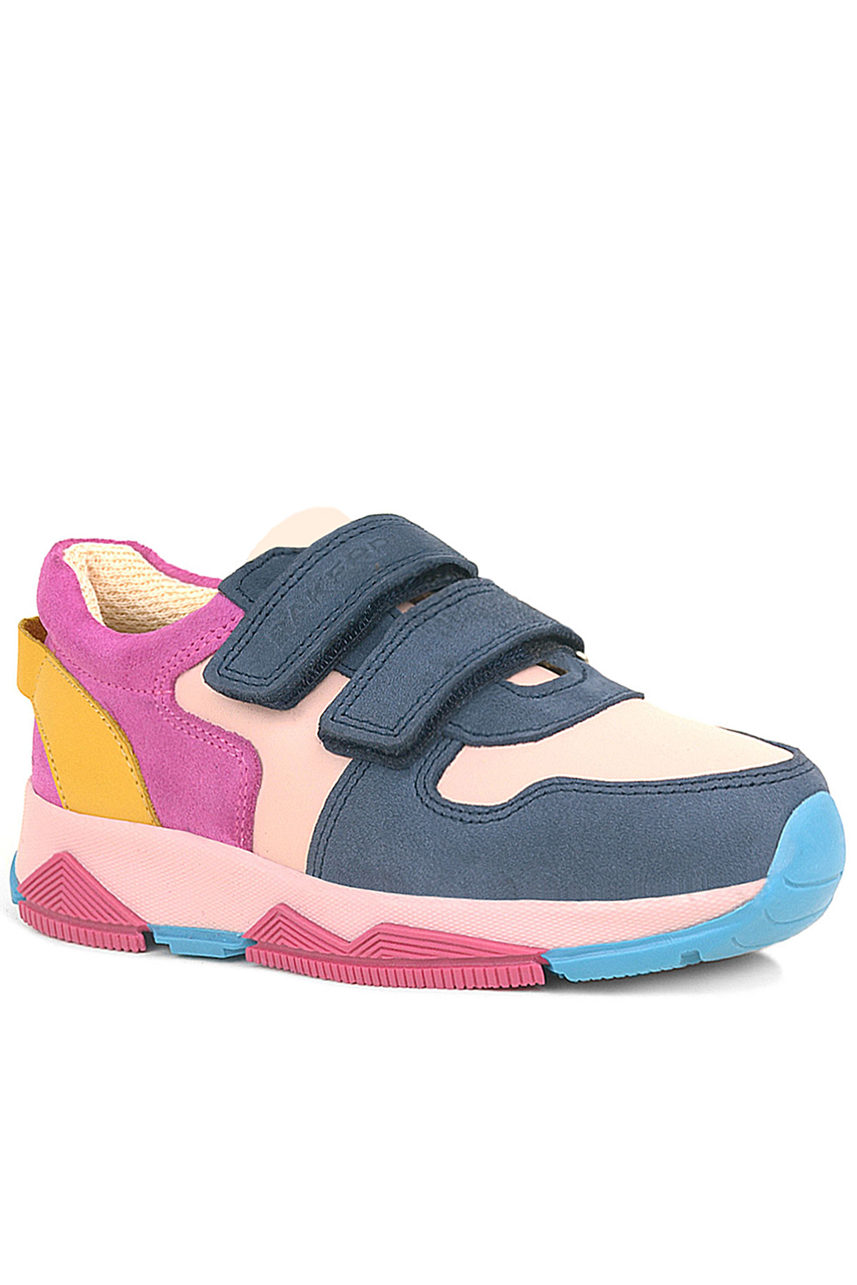 Rakerplus Genuine Leather Navy Blue Pink Kids Sneakers Sports Shoes