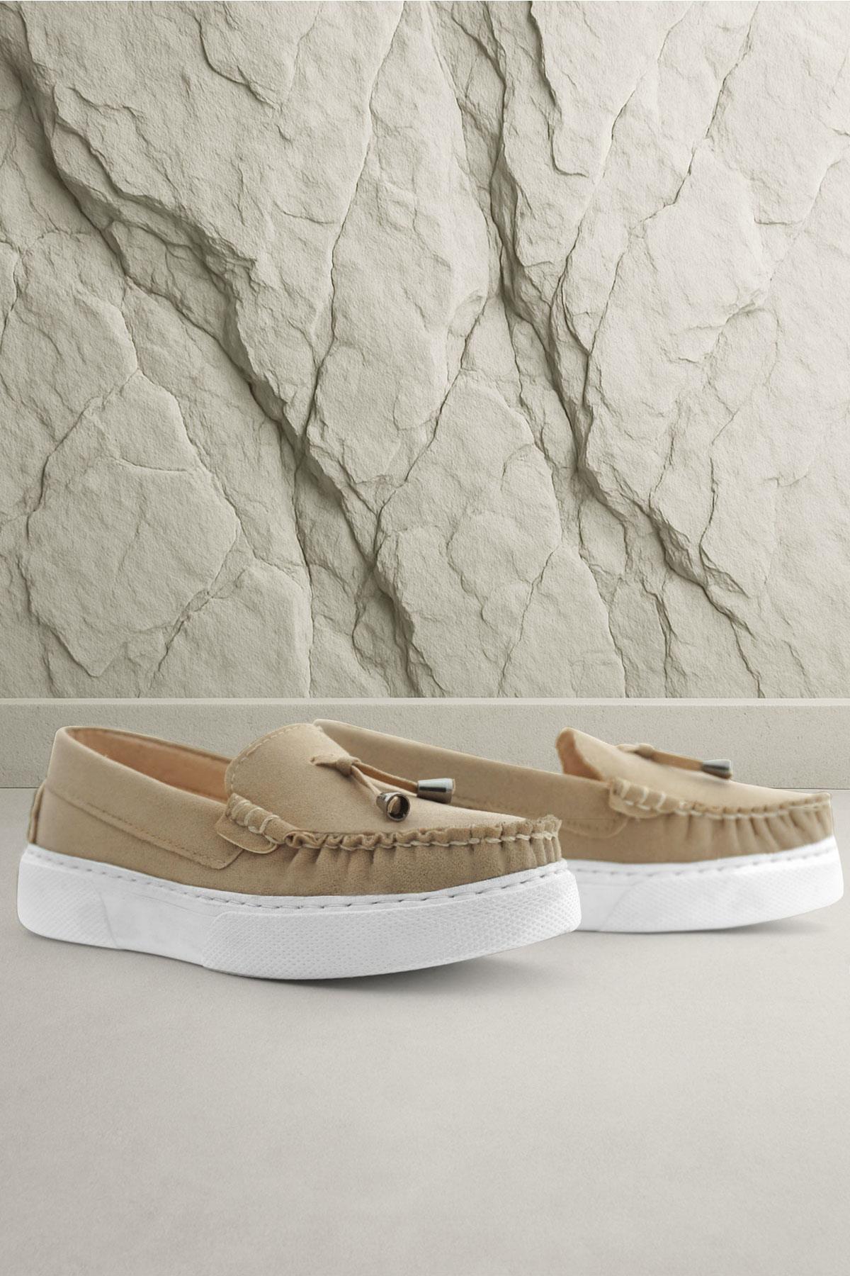 Rakerplus Kum Rengi Süet Ekstra Hafif Çocuk Makosen Ayakkabı 3403-KM.35