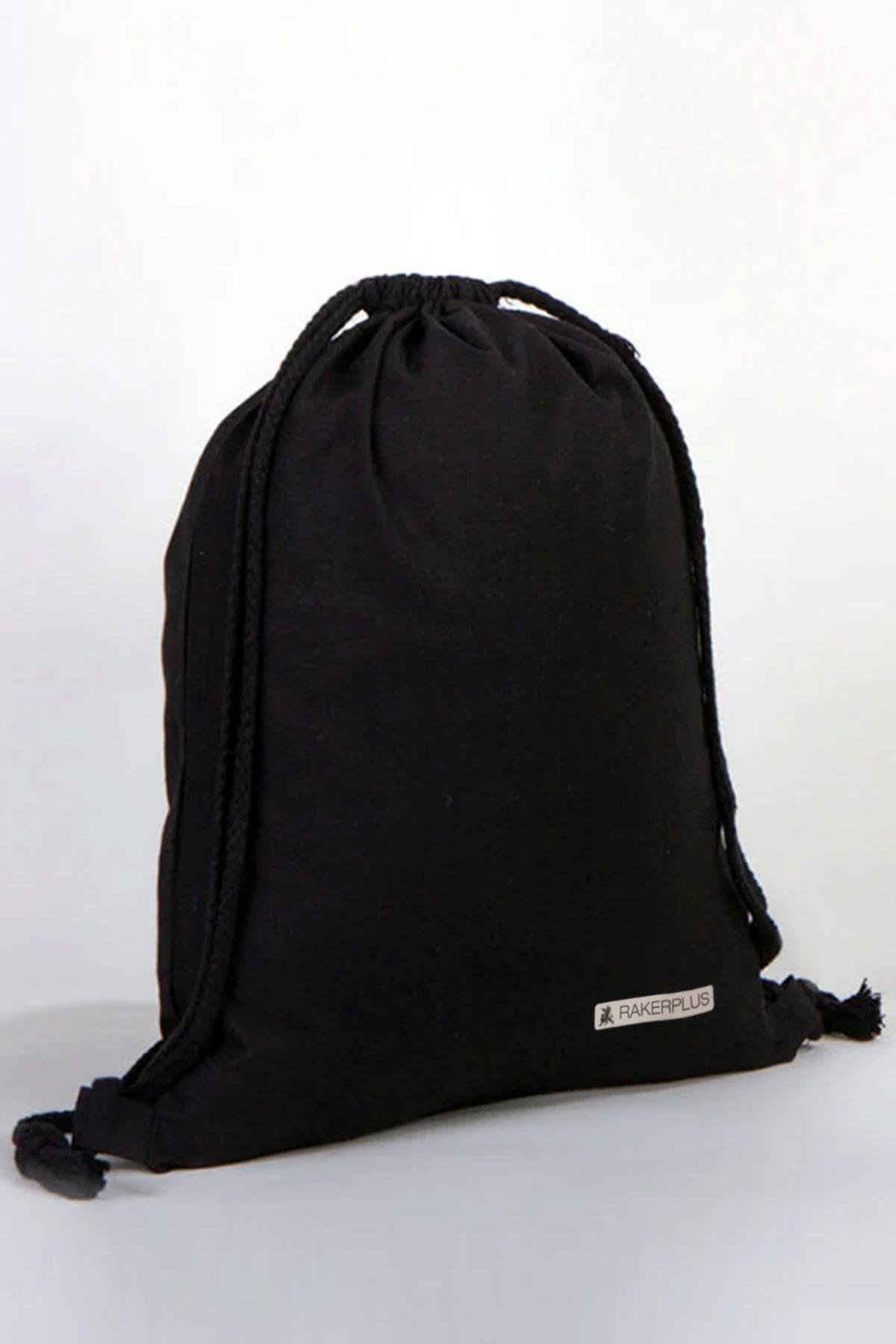 Rakerplus Siyah 35x40 cm Unisex Ham Bez Büzgülü Sırt Ayakkabı Çantası RC-0006-S