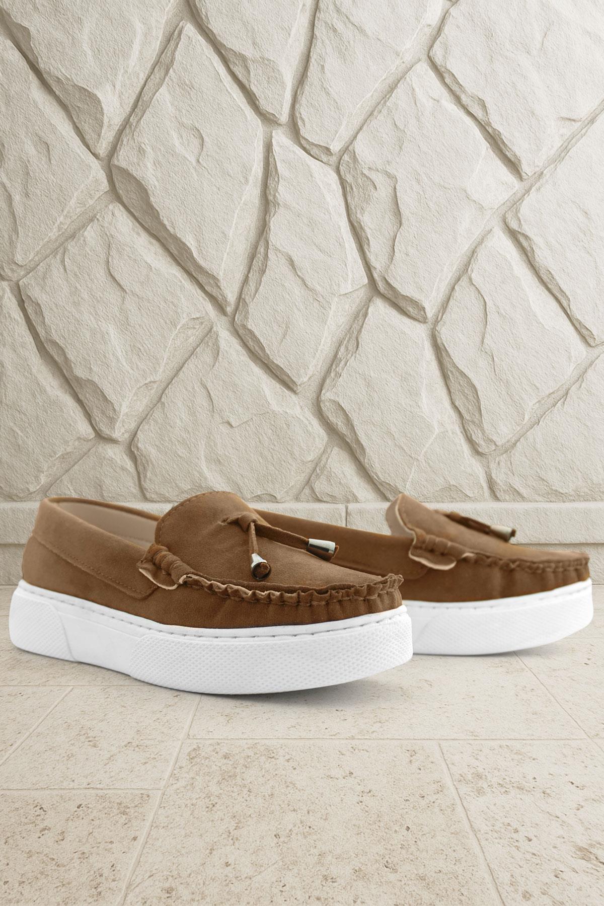 Rakerplus Taba Süet Ekstra Hafif Çocuk Makosen Ayakkabı 3403-TAB.35