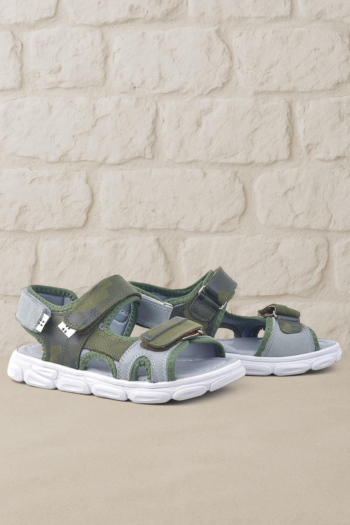 Rakerplus Wisps Genuine Leather Green Camouflage Sandals for Kids 10455-YGR.26
