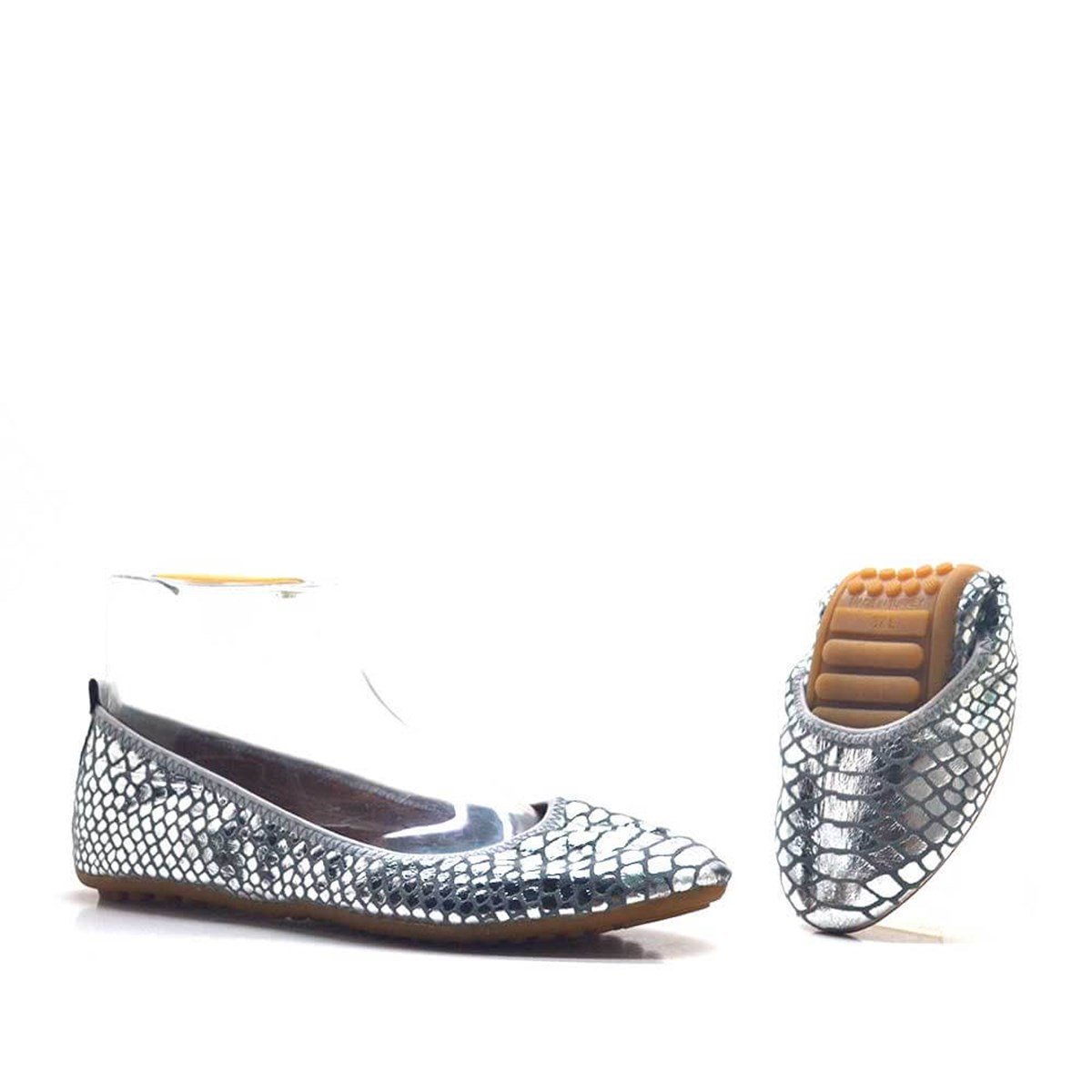 Gümüş renk babet abiye ayakkabı