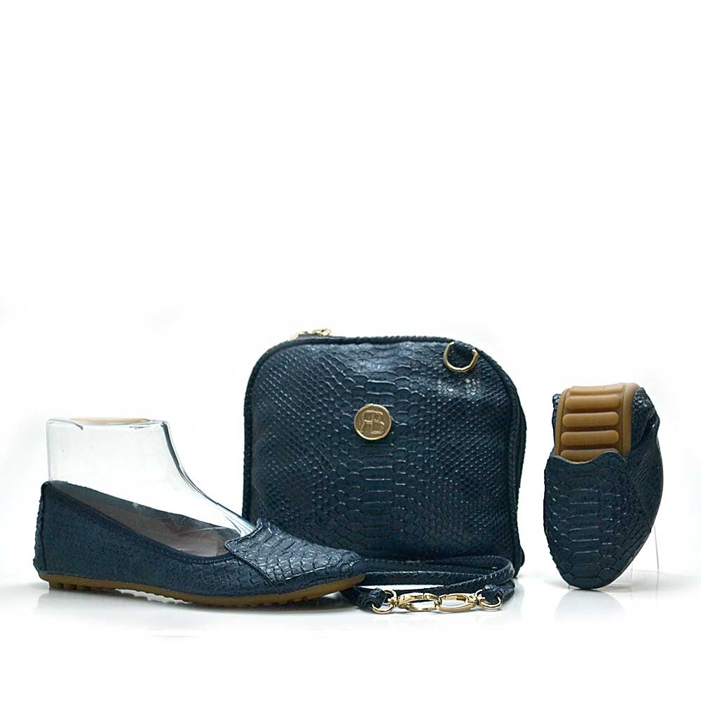 Navy Blue Women's Lightweight soft Ballerinas with Bag