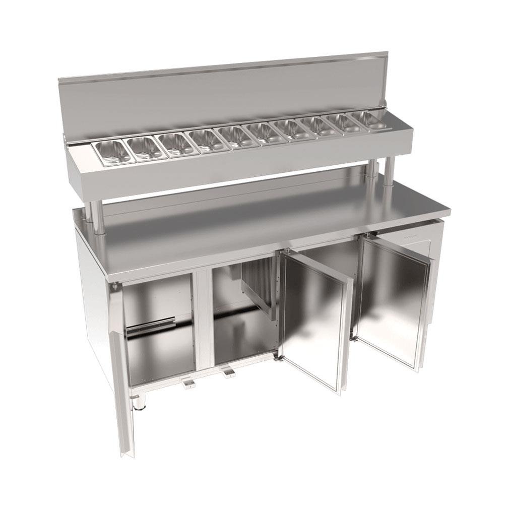 İnoksan - Paslanmaz Tablalı 3 Kapılı Pizza Hazırlık Ünitesi - Boru Ayaklı - SGB190