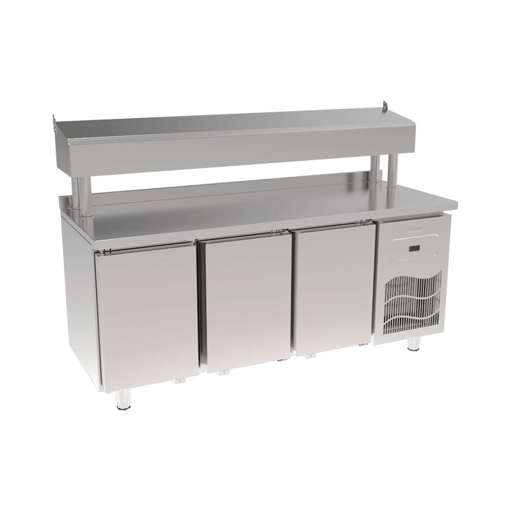 İnoksan - Paslanmaz Tablalı 3 Kapılı Pizza Hazırlık Ünitesi - Boru Ayaklı - SGB190