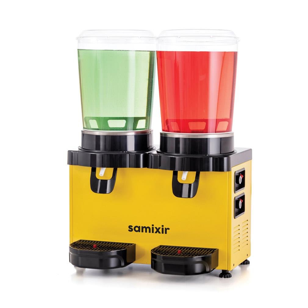 Samixir M20 Panoramik Twin Karıştırıcılı Soğuk İçecek Dispanseri Analog Sarı 10+10 L