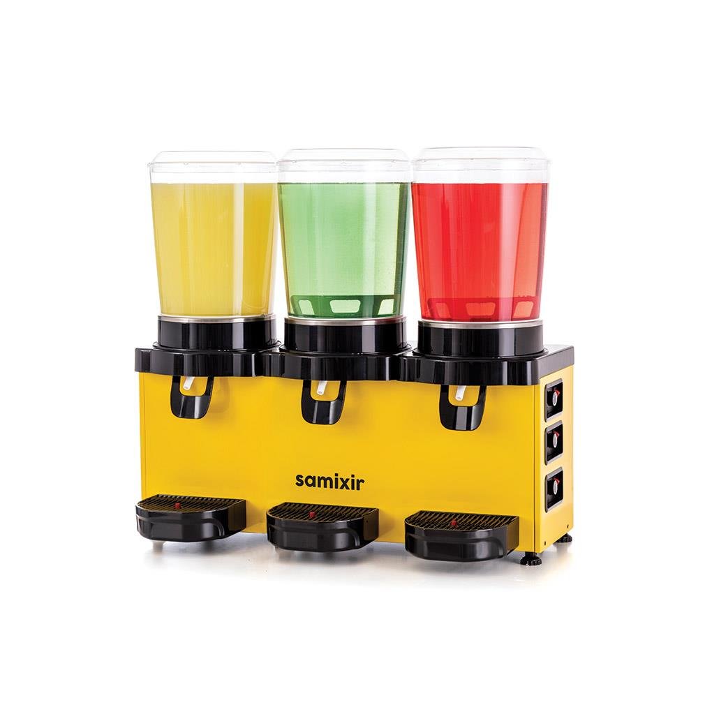 Samixir M30 Panoramik Triple Karıştırıcılı Soğuk İçecek Dispanseri Analog Sarı 10+10+10 L