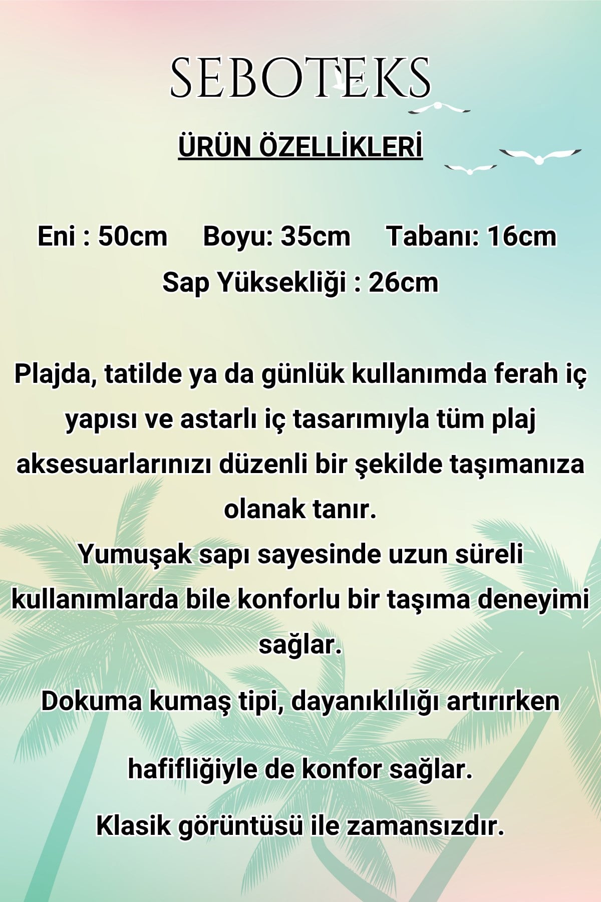 Jüt Detaylı Fermuarlı İçi Astarlı Cepli Çizgili Plaj Çantası SBC3222