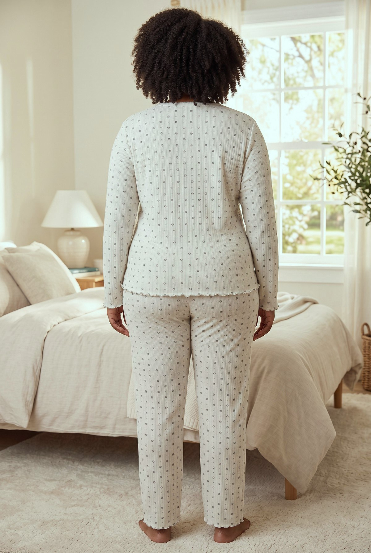 Raporlu İnterlok Kumaş Yakası Düğmeli Kışlık Büyük Beden Kadın Pijama Takımı 2900