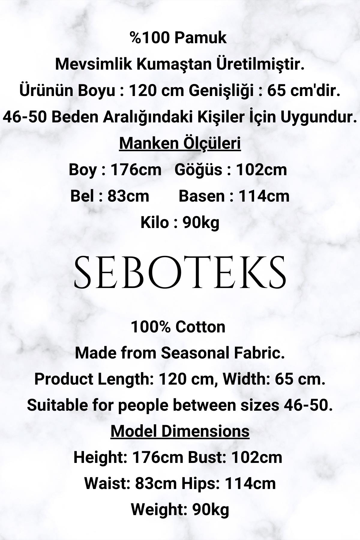 SEBOTEKS %100 Pamuklu Mevsimlik Kumaş Uzun Kol Büyük Beden Anne Geceliği 1525