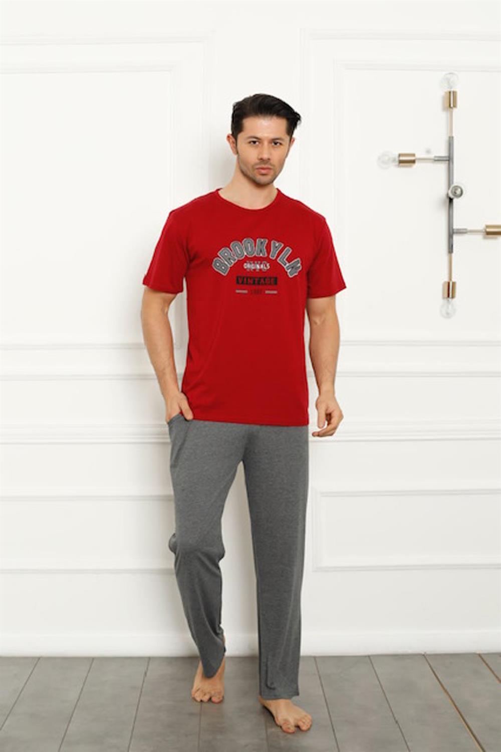 SEBOTEKS Brookyln Pamuklu Kısa Kol Cepli Erkek Pijama Takımı 20371
