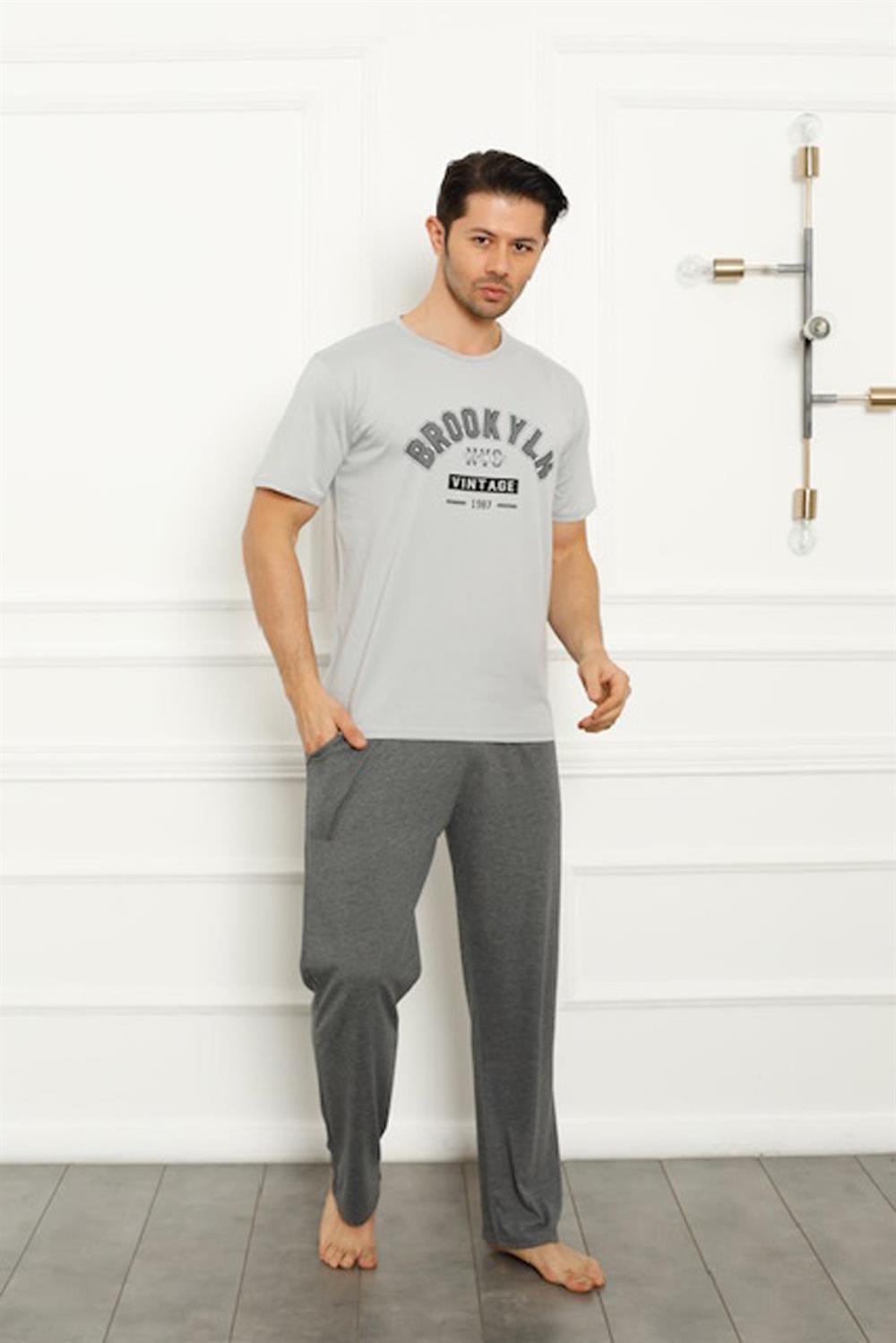 SEBOTEKS Brookyln Pamuklu Kısa Kol Cepli Erkek Pijama Takımı 20371