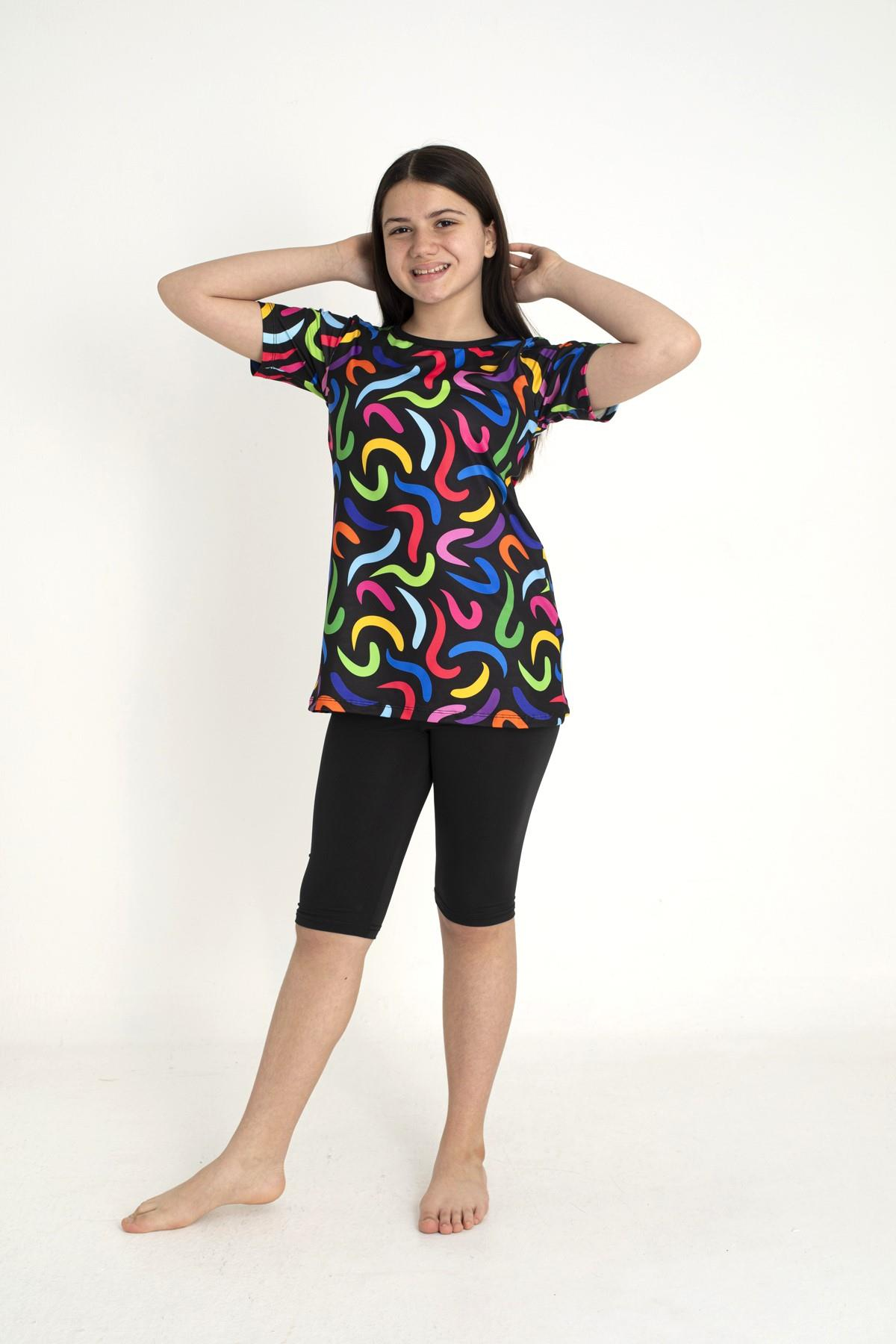 SEBOTEKS Kısa Kollu Taytlı Kız Çocuk Mayo 35107