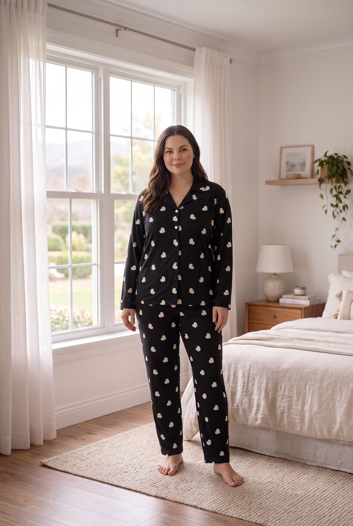 Süet Kumaş Önden Düğmeli Büyük Beden Kadın Pijama Takımı 2800