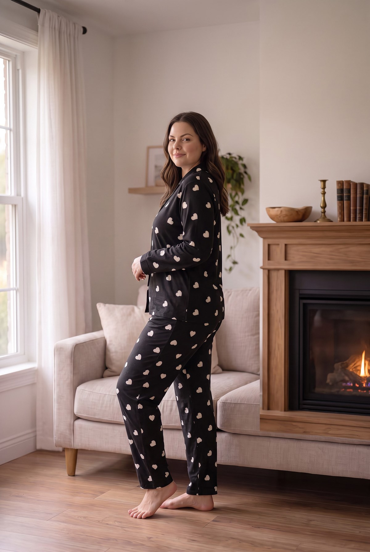 Süet Kumaş Önden Düğmeli Büyük Beden Kadın Pijama Takımı 2800