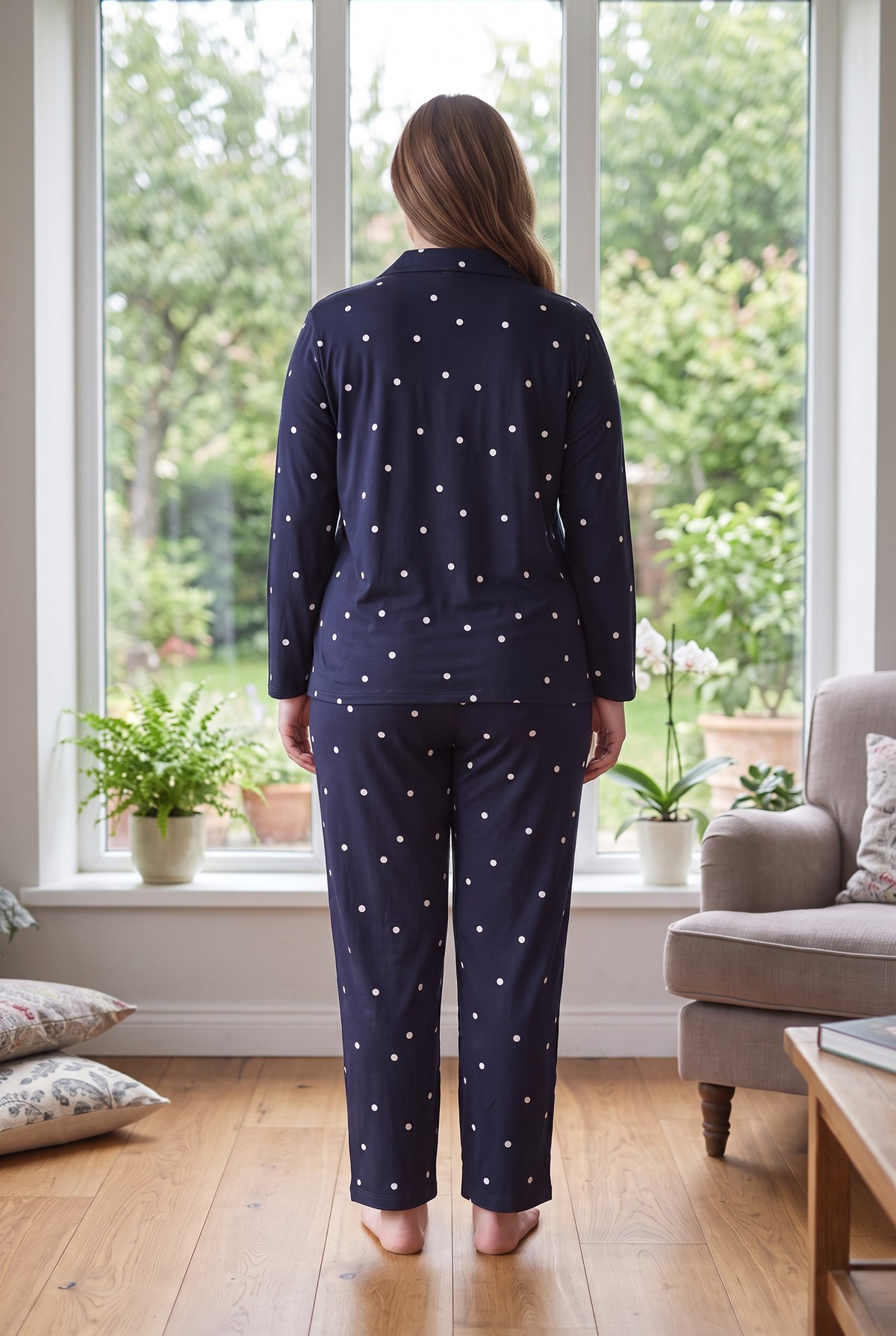 Süet Kumaş Önden Düğmeli Büyük Beden Kadın Pijama Takımı 2800