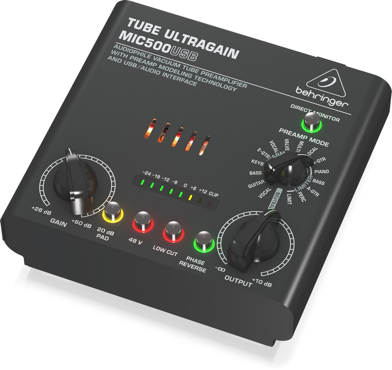 Behringer ULTRAGAIN MIC500USB Vakum Tüplü Preamp Ses Kartı