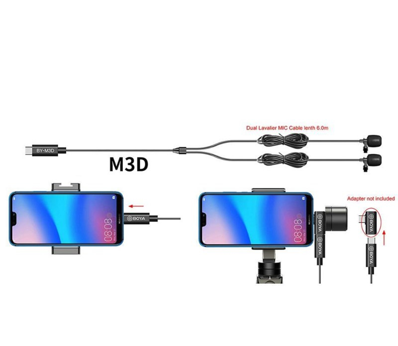 Boya BY-M3D Dijital Telefon İkili Yaka Mikrofonu