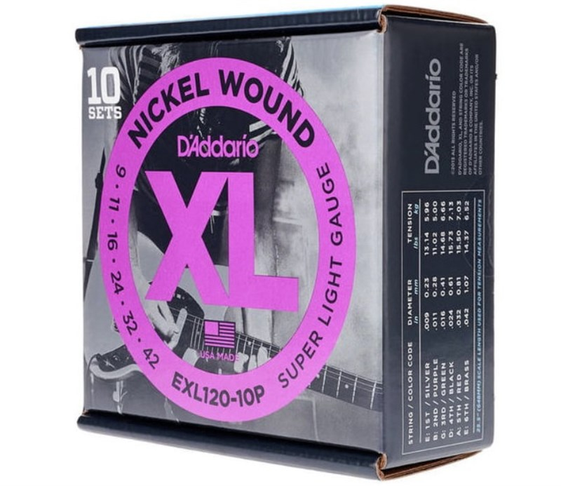 D'addario EXL120-10P Elektro Gitar Teli 9-42 (10 Set)