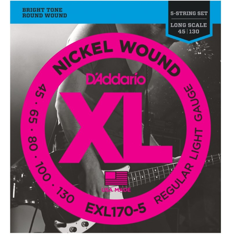 D'Addario EXL170-5 Long Scale Bas Gitar Teli (45-130)