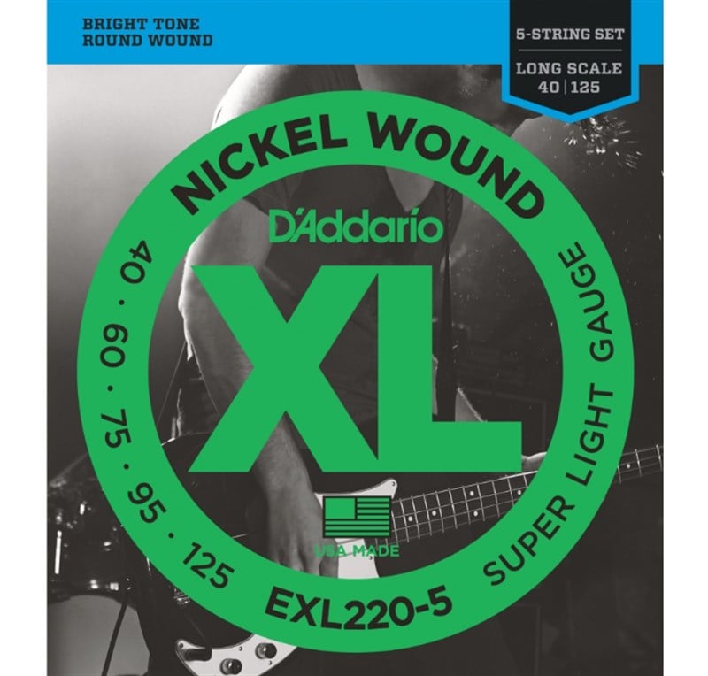 D'Addario EXL220-5 Uzun Ölçek 5 Telli Bas Gitar Teli 40-125