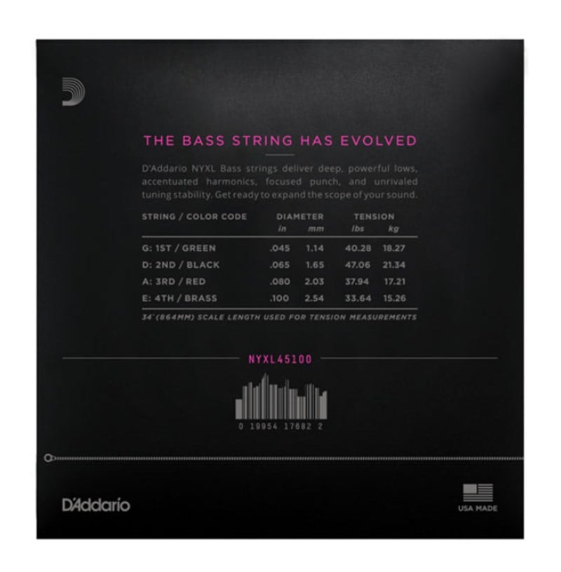 D'Addario NYXL45100 Long Scale Bas Gitar Teli (45-100)