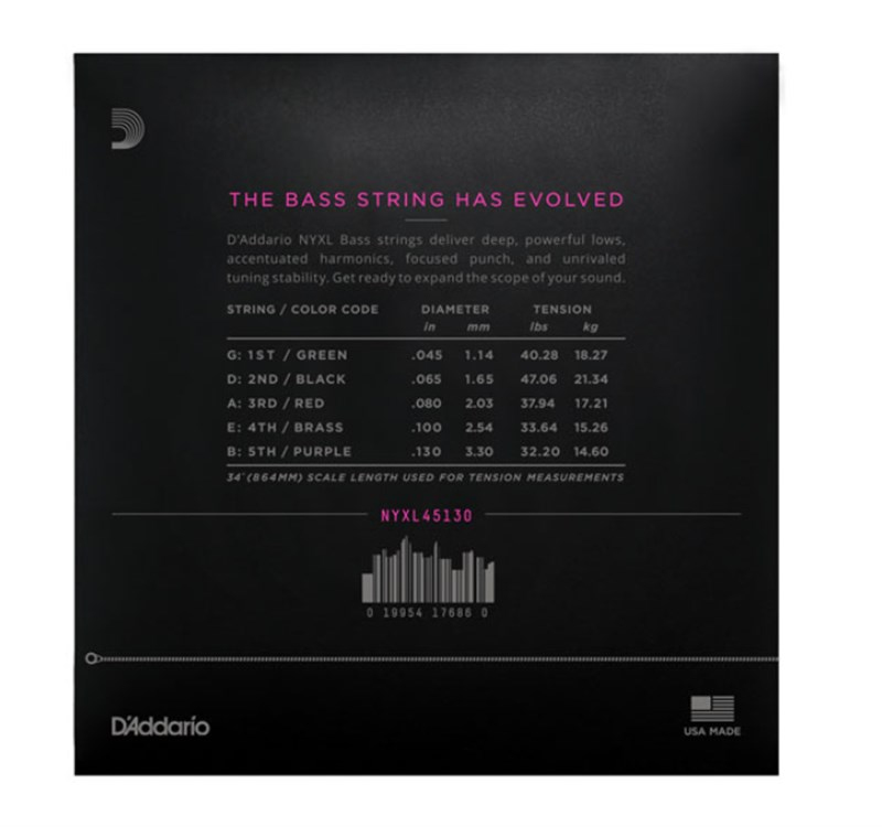 D'Addario NYXL45130 Long Scale Bas Gitar Teli (45-130)