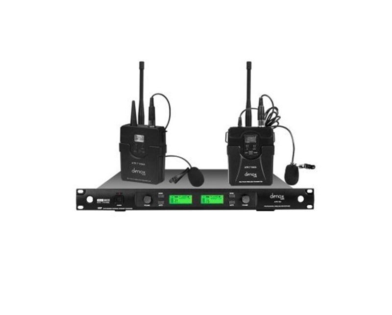Denox ATR-720 Yaka Çift Yaka Tipi UHF Band Telsiz Mikrofon Seti