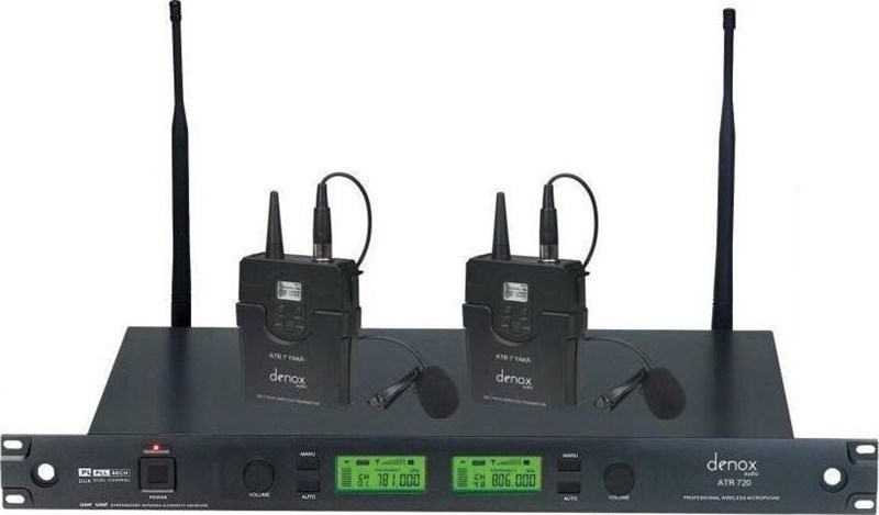 Denox ATR-720 Yaka Çift Yaka Tipi UHF Band Telsiz Mikrofon Seti