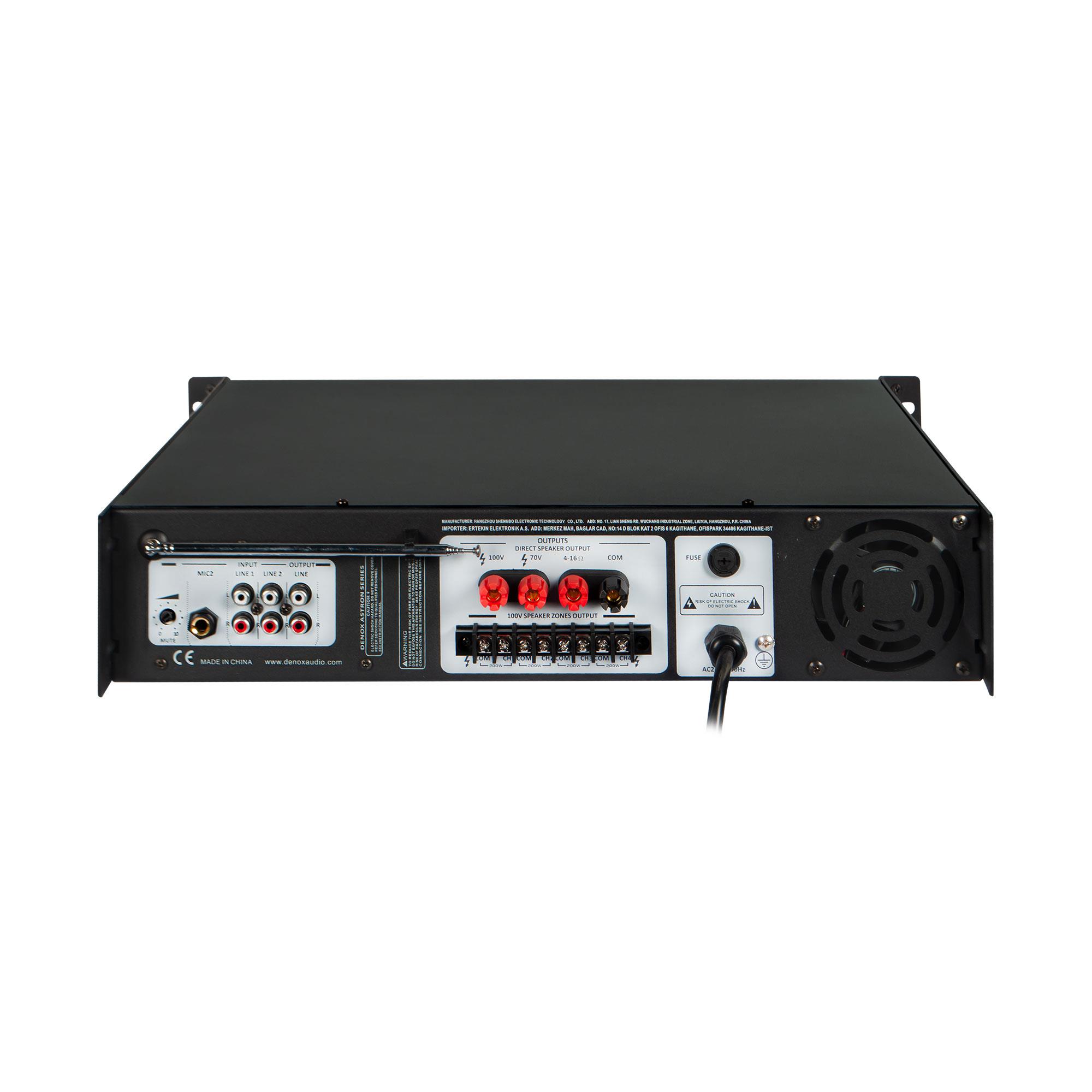 Denox DYZ-650 - 650W 4 Bölge 100V-70V 4-16 ohm Mikser Amfi