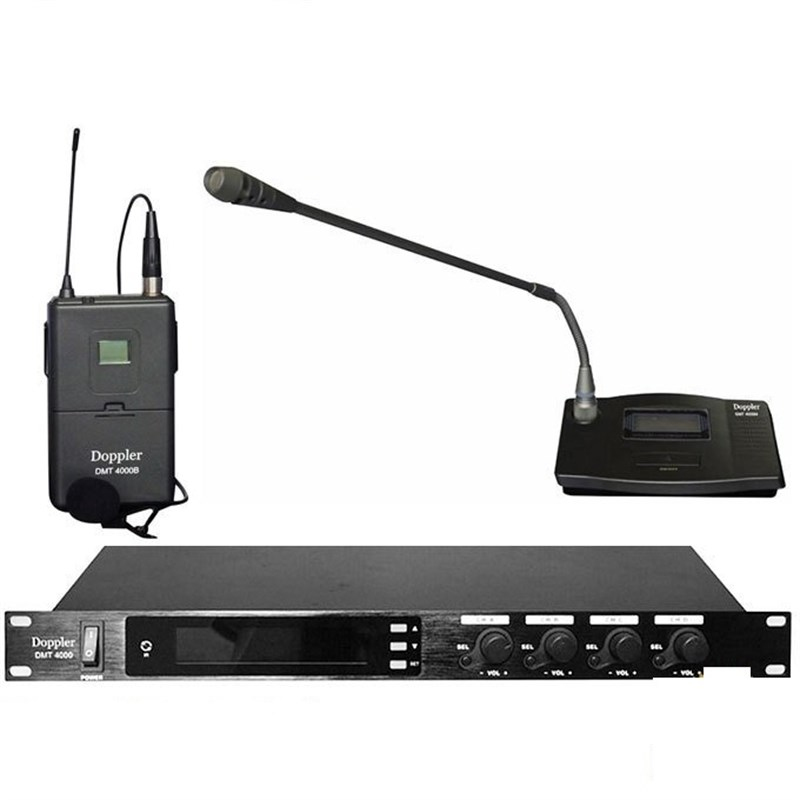 Doppler DMT-4000 UHF Band 2 El + Yaka + Kürsü Telsiz Mikrofon Sistemi