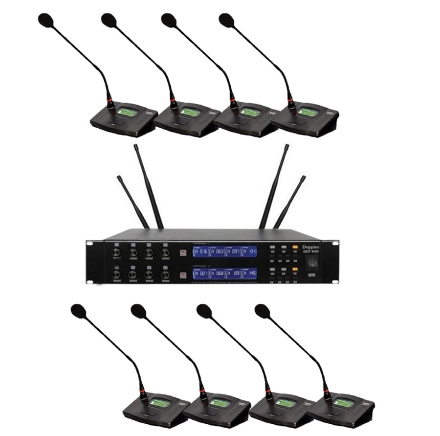 Doppler DMT-8000 Kürsü Tipi 8'li Kablosuz Mikrofon Sistemi