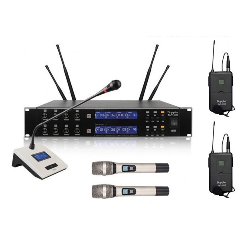 Doppler DMT-8000 Set UHF Band Değiştirilebilir Kablosuz Mikrofon Sistemi