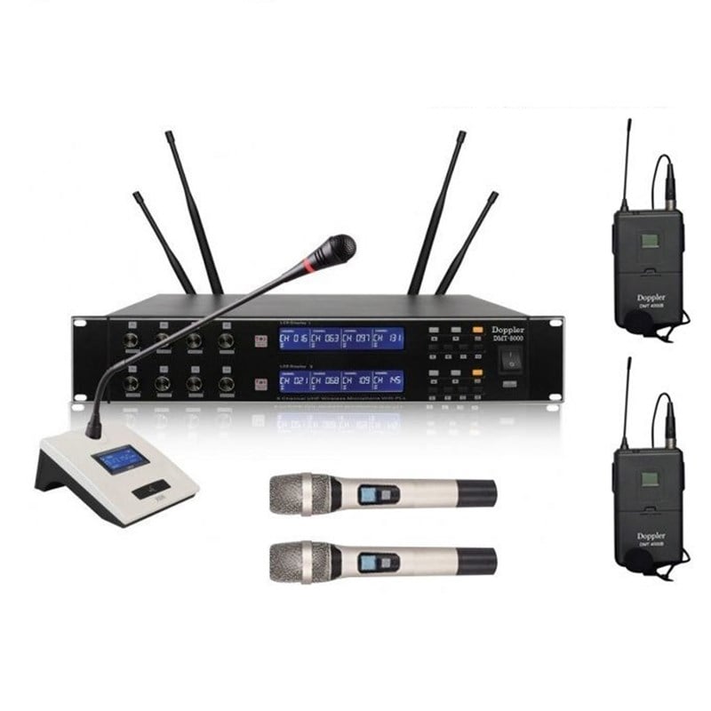 Doppler DMT-8000 Set UHF Band Değiştirilebilir Kablosuz Mikrofon Sistemi