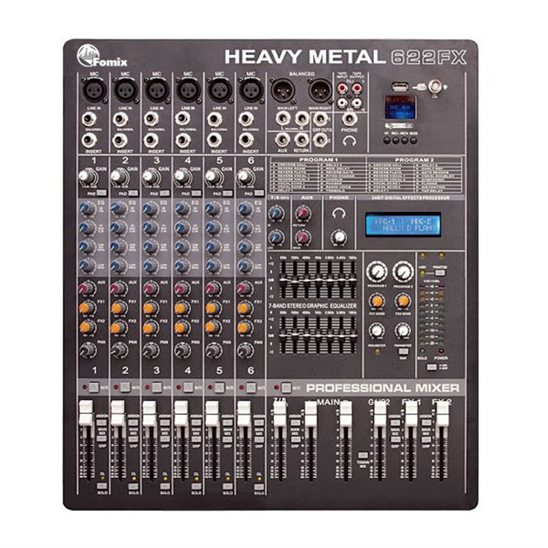 Fomix HM 622FX - 6 Mono, 1 Stereo, Çift Efekt Deck Mikser