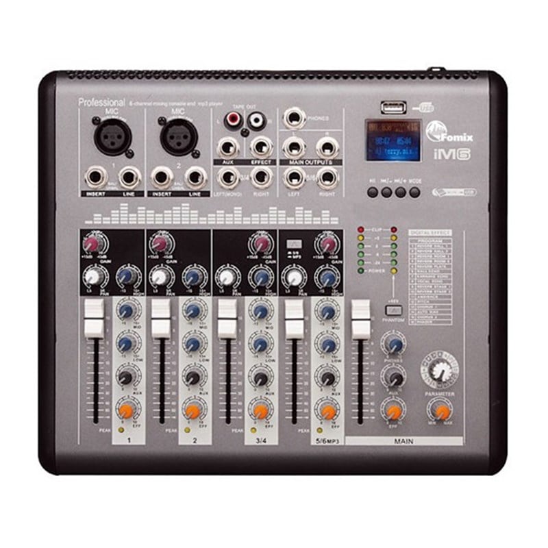 Fomix IM 6 - 2 Mono, 2 Stereo Kanal, USB/Mp3 Player, Efektli Deck Mikser