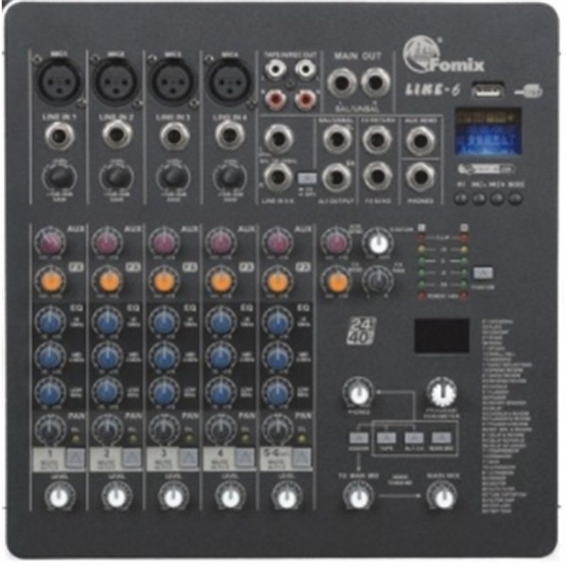 Fomix LIKE 6 - 4 Mono ,2 Stereo Kanal, Usb/Mp3 , Ses Mikseri
