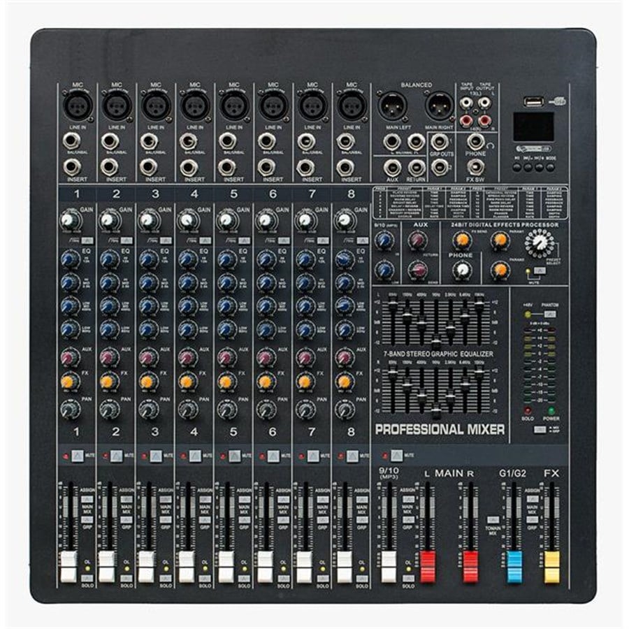 Globe Acoustic GM82FX 8 Kanal 24 Bit Dsp Deck Mikser
