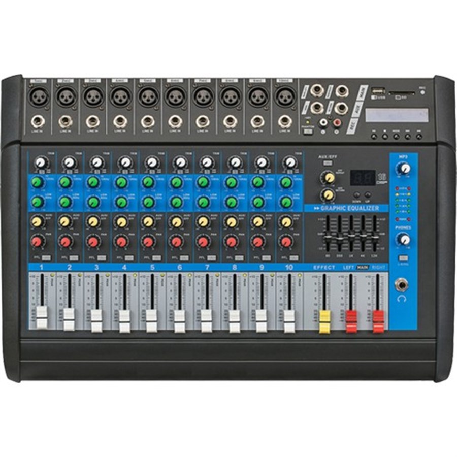 Globe Acoustic GPM508 Efektli Anfili 8 Kanal 2x250 Watt Power Mikser