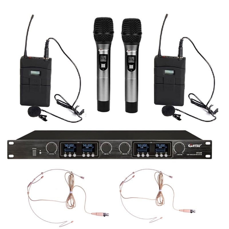 HTDZ HT-640 EY 2 El + 2 Yaka Kablosuz Mikrofon Seti