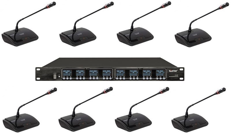 HTDZ HT-680 Set 8'li Kablosuz Masa Mikrofonu