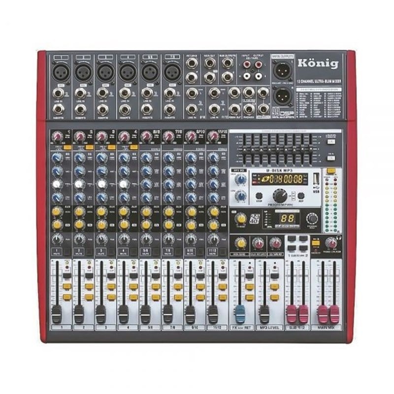 König K-1201 FX 12-Kanal Ultra İnce Deck Mikser
