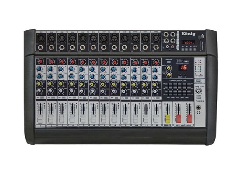 König K12-P600FX 2x250 Watt 12 Kanal Amfili Mikser