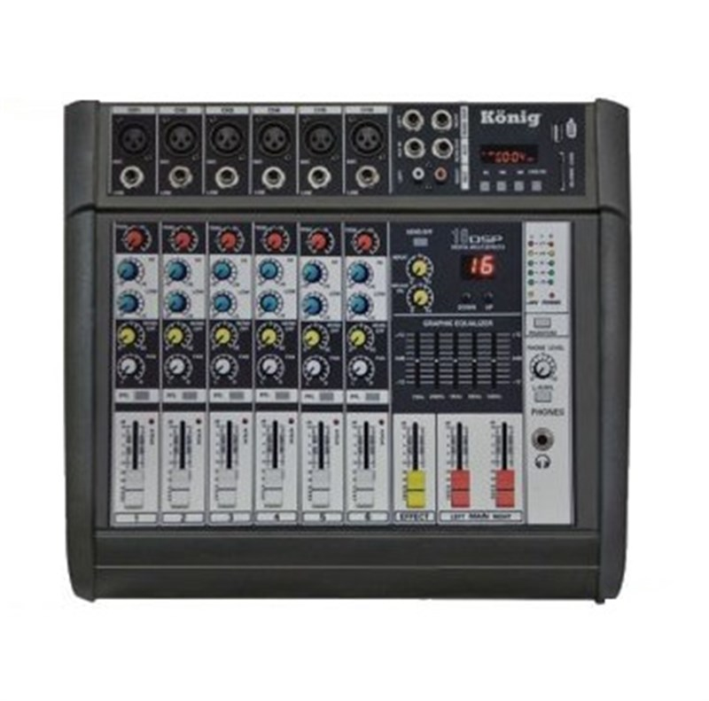 König K6-P500FX 2x250 Watt 6 Kanal Amfili Mikser