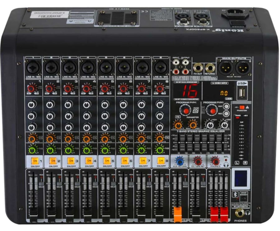 König K8-P600FX 8 Kanal 2x300Watt Bluetooth USB/U/DISK 16-DSP Dijital Efekt Power Mikser