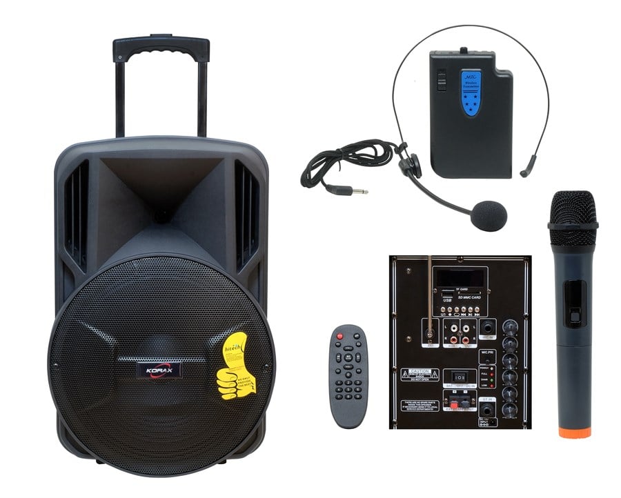 Korax HT-1538 500 Watt 15'' 38 cm 2 Yollu Taşınabilir Aktif Hoparlör