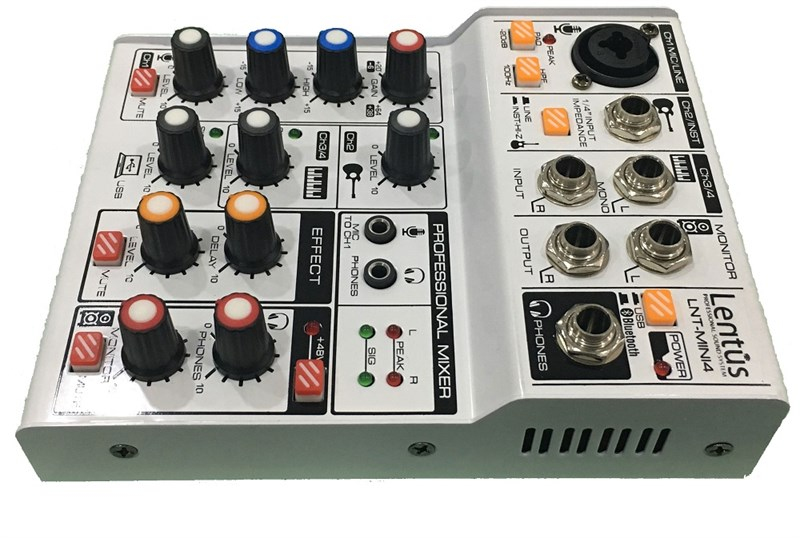 Lentus LNT-MINI4 4 Kanallı Deck Mikser USB 2.0 Bilgisayar Bağlantısı 16 Bit Kayıt