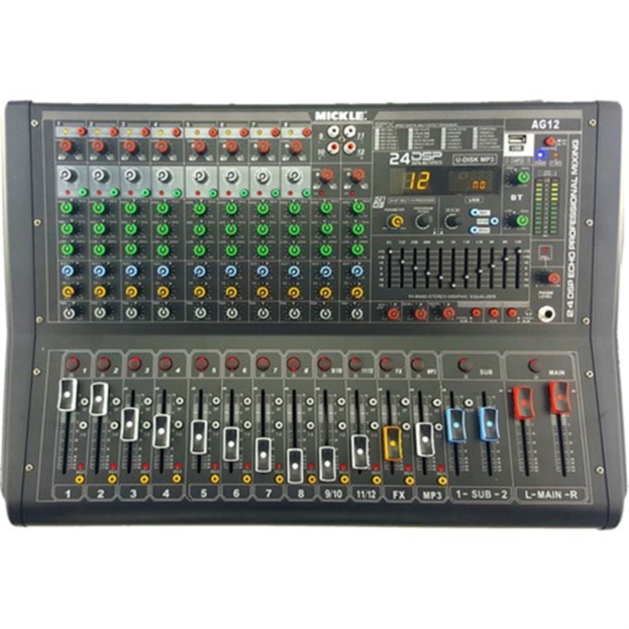 Mickle AG12 12 Kanal 2x350W 8 Mono 2 Stereo Girişli Amfili Power Mikser