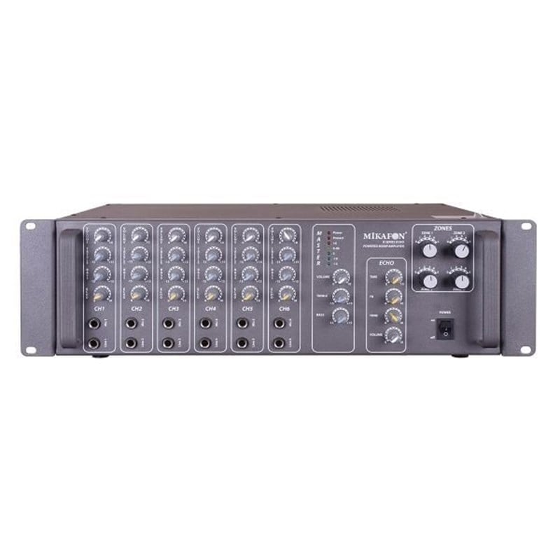 Mikafon B6632 - 300 Watt 6 Kanal 4 ohm 100V 4 Bölgeli Efektli Power Mikser
